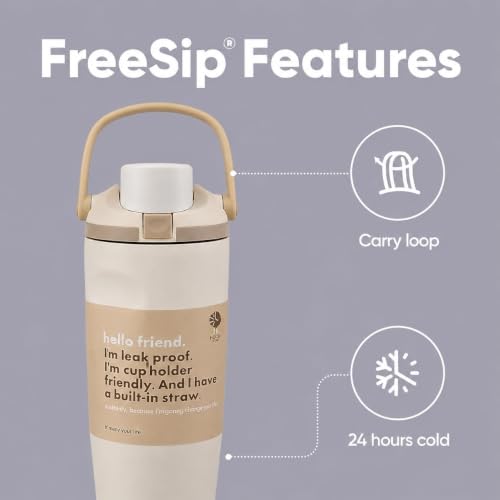 Image of HomeCloud 900ML Stainless Steel Water Bottle - Double-Wall Vacuum Insulated, Leakproof Straw Lid, BPA-Free Reusable Travel Flask with Two-Way Spout for Gym, Office & Outdoor Use (Cream Beige)