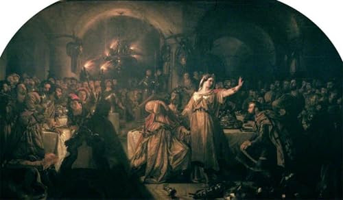 Cuadro decorativo Macbeth de Shakespeare, lienzo de pintura al óleo clásica en 60x90cm