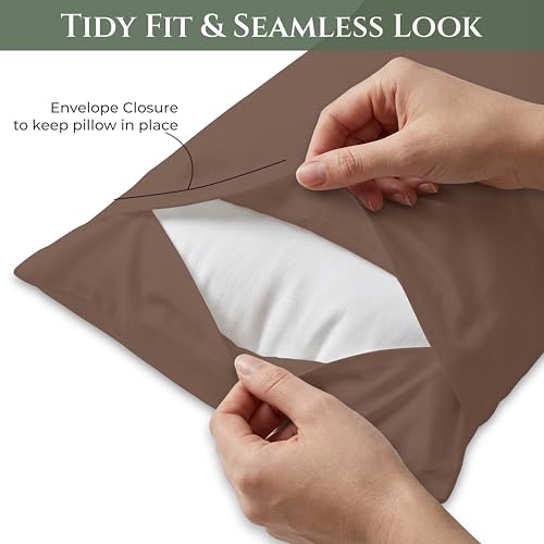 Image of Royale Linens 100% Cotton Pillow Cases Queen Size Set of 2 - Percale Pillowcase - Chocolate Pillow Cases Soft Cooling & Breathable Hotel Cotton Pillowcases, Fits Queen Pillows (20 inchx30 inch, Chocolate)