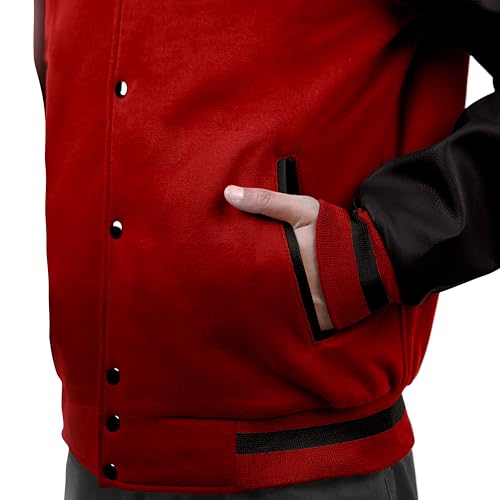 Image of Baseball Wool Letterman Varsity Faux Leather Sleeve For Men | Wool Varsity Bomber Jacket