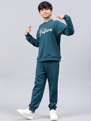 Image of Li'l Tomatoes Boys Fleece Winter Tracksuit Set | Full Sleeve Sweatshirt & Track Pant | Soft & Warm | 7-16 Years