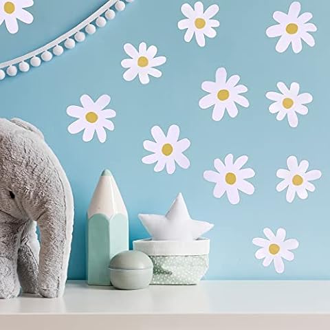 Bremorou Pack of 36 White Daisy Wall Stickers Cover