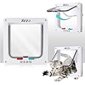 JIZZU Cat Flap Door (Outer Size 9.8" x 9.2"),4 Way Locking Large Cat Flap Door for Interior Exterior Doors, Weatherproof Pet Door for Cats Doggie with Circumference < 21"