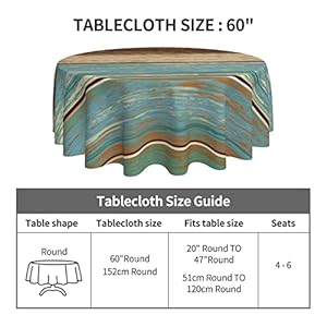Wooden Rustic Tablecloth Round Farmhouse Turquoise Table Cloths Washable Rustic Table Cover for Decoration Kitchen Dining Room 60x90 Inch Wooden Rustic Tablecloth Round Farmhouse Turquoise Table Cloths Washable Rustic Table Cover for Decoration Kitchen Dining Room 60×90 Inch
