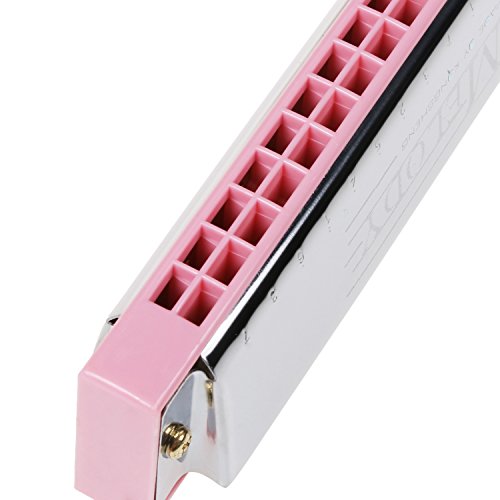 Tsacte Harmonica Polyphony 24 Hole Key Of C Prime For Children, Student, Adult Beginner (Pink) #TOP4