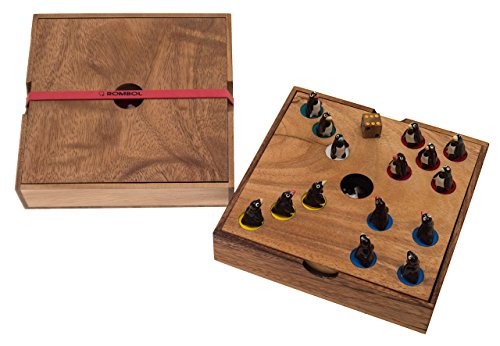 Preisvergleich Produktbild ROMBOL Pig Varianten, Schweinchenspiel, Würfelspiel, Glücksspiel, Brettspiel, Gesellschaftsspiel, Holzspiel, Pig Varianten:Pinguin schwarz