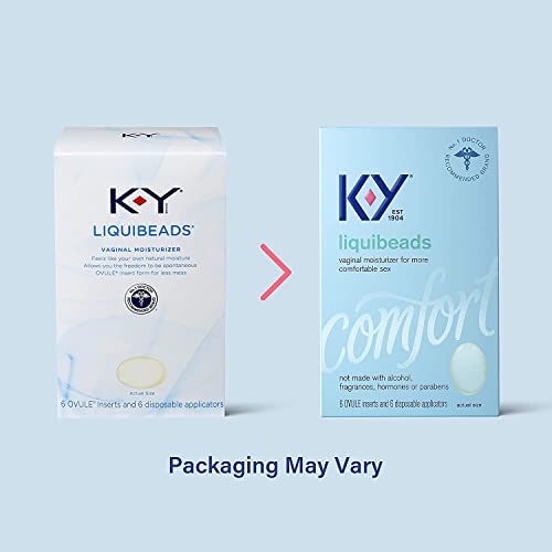 Image of K-Y Liquibeads Silicone-Based Formula 6 Bead Inserts and 6 Applicators Vaginal Moisturizer & Lube for More Comfortable Sex for Men, Women and Couples (4 Pack)