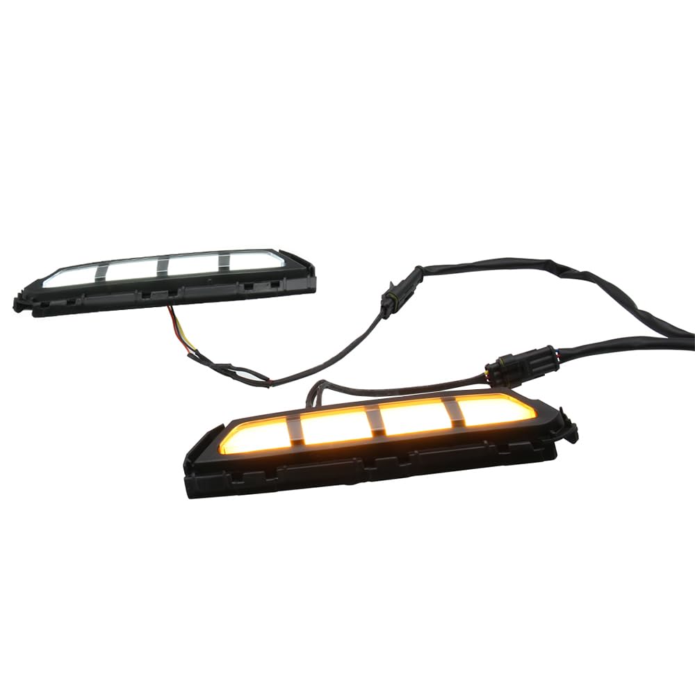Lampade diurne del Riloer, luci da corsa Daytime LED con luce di guida bianca + segnale di svolta dinamico giallo, lampada di segnale di svolta a paraurti LED con 2 modalità di illuminazione