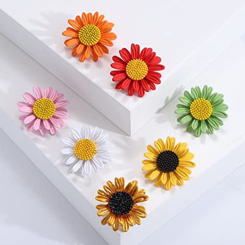 Image of Colorful Daisy Sunflower Brooch Pins - Bohemian Style Flower Lapel Pins Badge Dress Neckline Pin for Women Girls