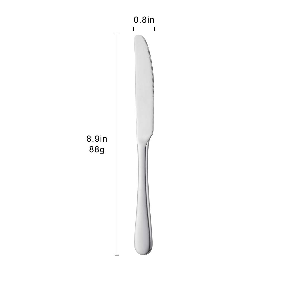 Meisha - Cuchillos de cena de acero inoxidable de 12 piezas, juego de cuchillos de mesa, juego de cubertería, pulido con espejo, ideal para el hogar, cocina, 8.9 pulgadas, plata