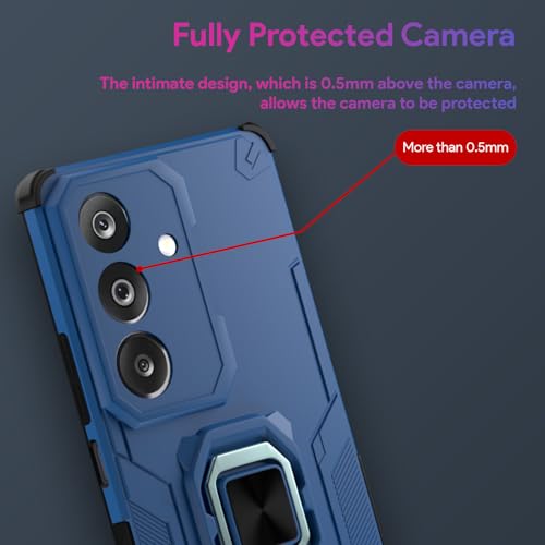Image of Pikkme Back Cover for Samsung Galaxy M36 5G Tough Armor 360 Camera Protection Raised Edges & Kickstand Bumper Case (Blue)