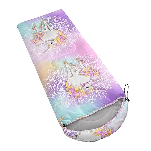 Bolsa de Dormir CVHOUSE Unicornio Arcoíris para Camping, 3 Temporadas, Ligera y Impermeable, Para Adultos y Niños, 31x90 pulgadas, Estándar miniatura 2