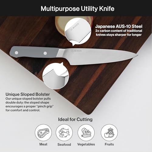 Image of Misen 6.8 inch Chef Knife - High Carbon Japanese AUS-10 Stainless Steel - Hybrid German & Japanese Blade - Precision Kitchen Knife for Professionals & Home Cooks - Ultimate Cutting Performance - Gray