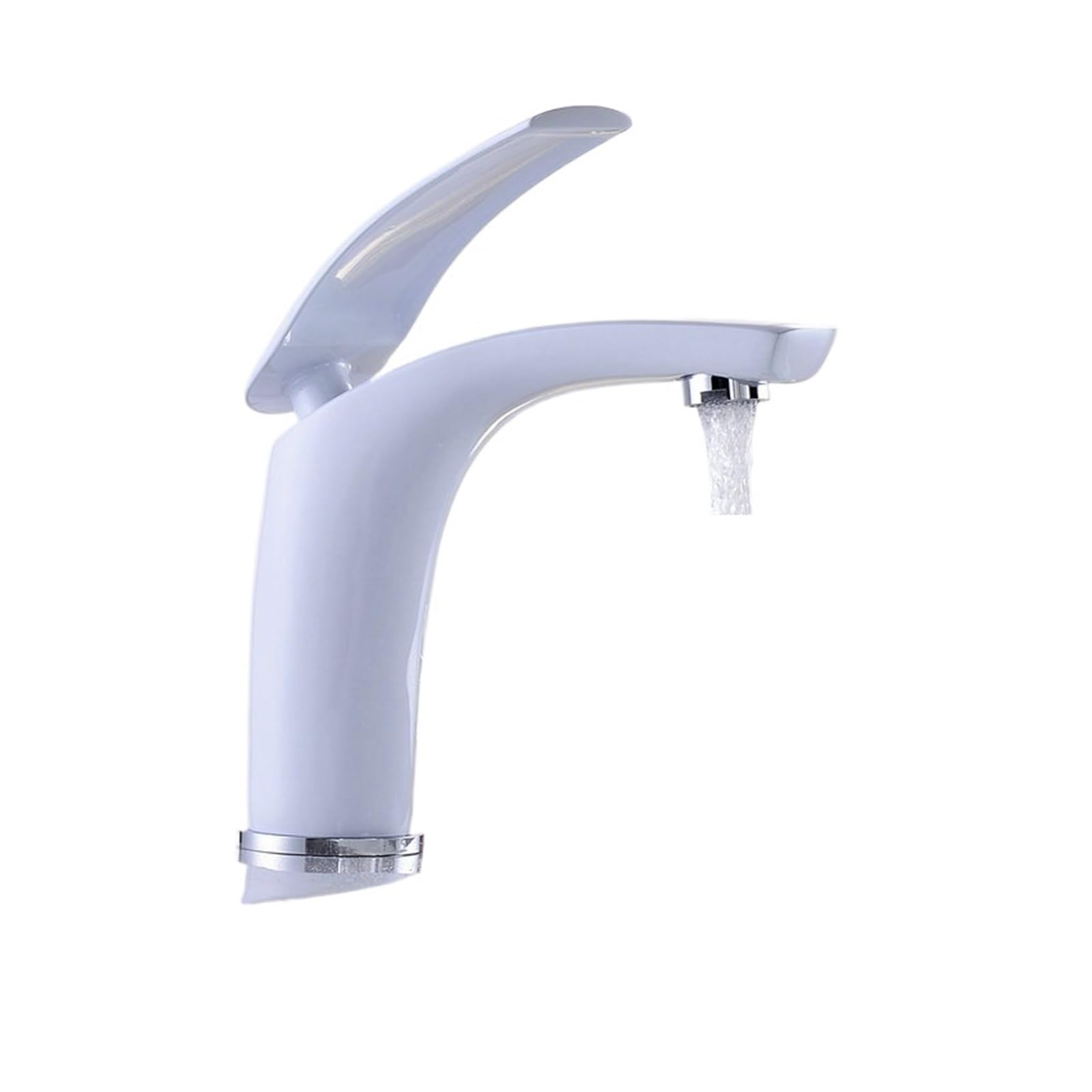 CVFRDD Copper Waterfall Basin Faucet, Hot Cold Mixer Basin Sink Tap, Black White Bathroom Mixer Crane Home Hardware(C Short White)