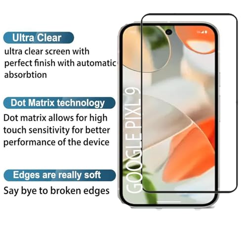 Image of DD SON Edge to Edge Tempered Glass for Google Pixel 9 5G and Google Pixel 9 Pro 5G (6.3 Inch) with Easy Self Installation Kit | Black