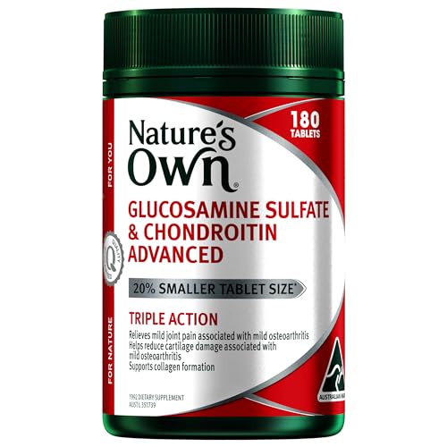 Nature's Own Glucosamine Sulfate And Chondroitin Advanced Tablets 180 - Contains Zinc and Vitamin C - Supports Collagen Formation - Helps Maintain Joint Flexibility Associated with Mild Osteoarthritis