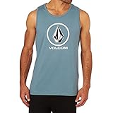 Cuello redondo Volcom Circlestone BSC TT Camiseta de Tirantes, Hombre, Gris Azulado, XS