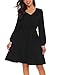 Produktbild Meaneor Damen Elegant Langarm Freizeitkleid Rockabilly Kleid A Linie Abendkleid Casual Kleid Skaterkleid Cocktailkleid Partykleid Knielang Winterkleid Herbst
