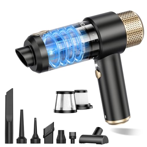 JONYJ Handheld Car Vacuum Cleaner, 16000PA Hand Held Vacuum Portable Cordless, 2 in 1 Air Duster and Vacuum Cleaner with LED Light, Multi-Nozzles, 120W High Power Mini Vacuum for Home, Pet, Office