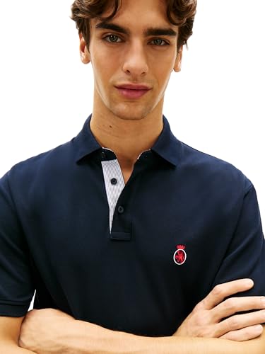 Camisetas polo casuales de manga corta para hombre de Tommy Hilfiger, corte clásico con diseño bordado del escudo miniatura 2