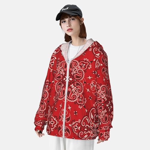 Peynir Paisley Bandana Boho Red Sun Protection Hoodie Jacket Fashion Summer Sunscreen Clothing For Women Men4