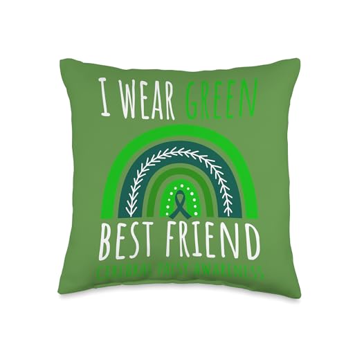 Green Best Friend Cerebral Palsy Rainbow Throw Pillow