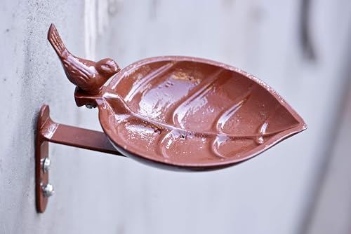 Image of Sharpex Sturdy Steel Plant Hanger Bird Bath or Feeder Rust Brown, Cast Iron Wall Mount Bird Feeder Great for Attracting Birds (Brown, Pack of 2)
