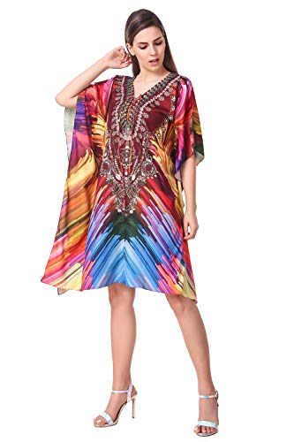 Image of RAVI RAJORIA Georgette Digital Printed Beach Wear Kaftan Blue Free Size R800 | Multi Color 2