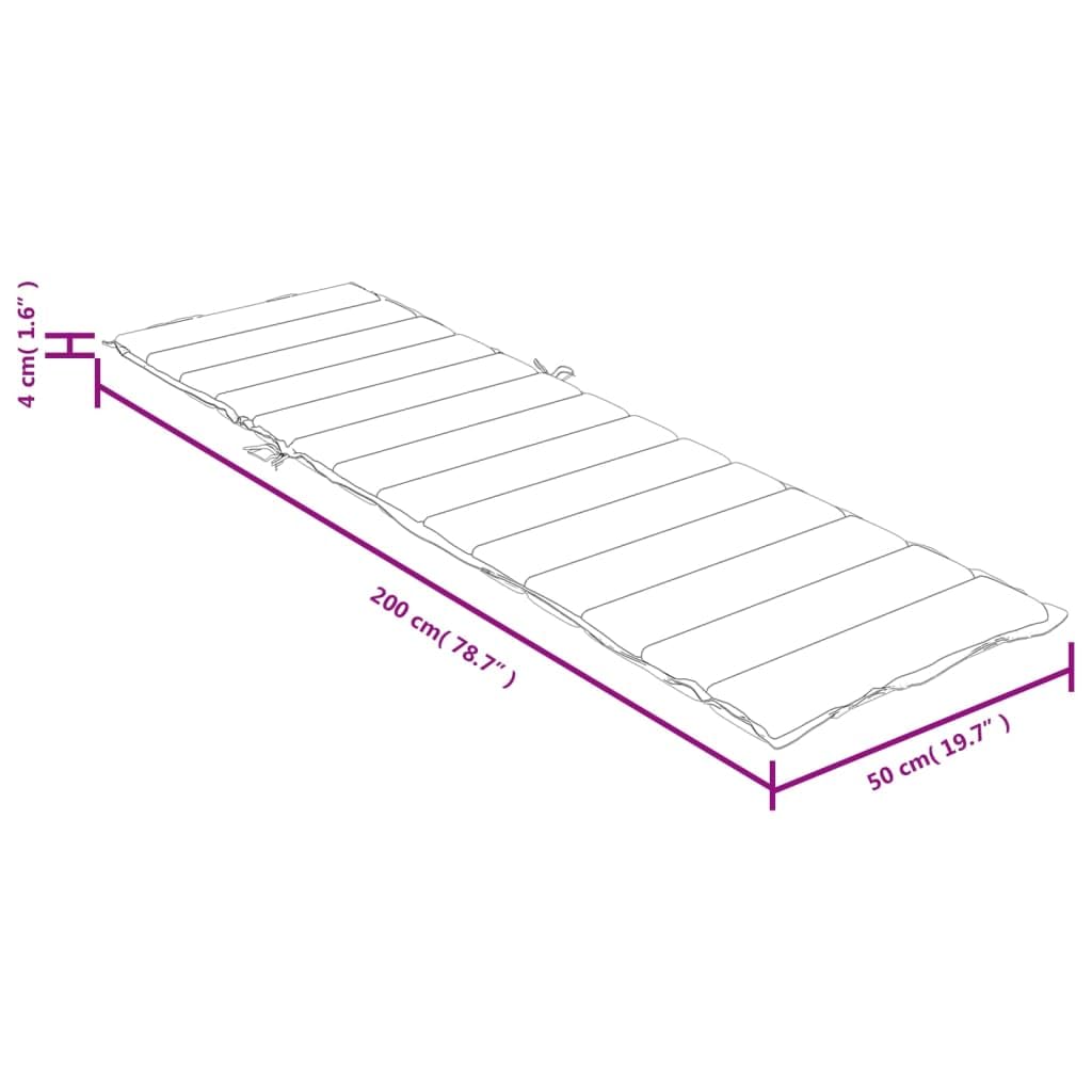 Cuscino per lettino prendisole, antracite, 200 x 50 x 4 cm, poliestere