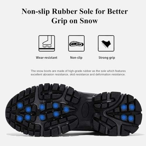 Qiucdzi Mens Winter Snow Boots Warm Fur Lined Anti-Slip Ankle Booties Outdoor Walking Shoes Non-Slip Trekking Shoes3
