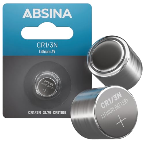 ABSINA CR1/3N Batterie Lithium 3V - DL1/3N Knopfzelle CR 1/3N 3 auslaufsicher & mit Langer Haltbarkeit - CR11108 mit 160mAh & 3 Volt - CR1 3N CR-1/3N
