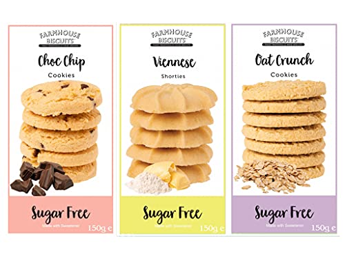 Farmhouse Biscuits Lot de 3 biscuits sans sucre 150 g, 1 shorty viennois 150 g, 1 pain d'avoine 150 g