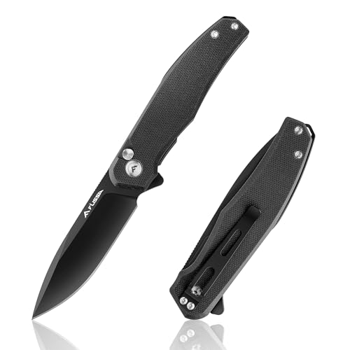 FLISSA D2 Folding Pocket Knife - G10 EDC, Button Lock