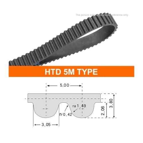 Correa dentada HTD 5M de goma con perimetro de 485mm y ancho de 10mm para transmision 3