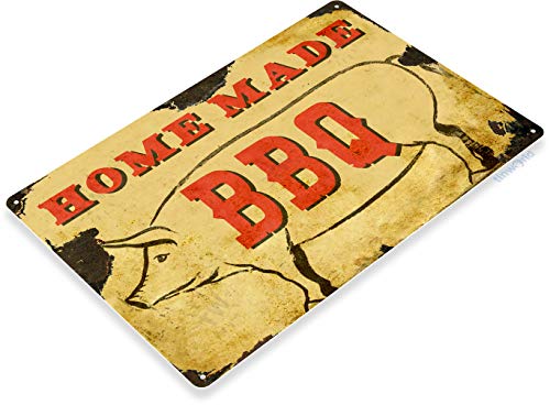 Tinworld TIN Sign C102 Homemade BBQ Beef Pit Smoked Sauce Rustic Metal Sign