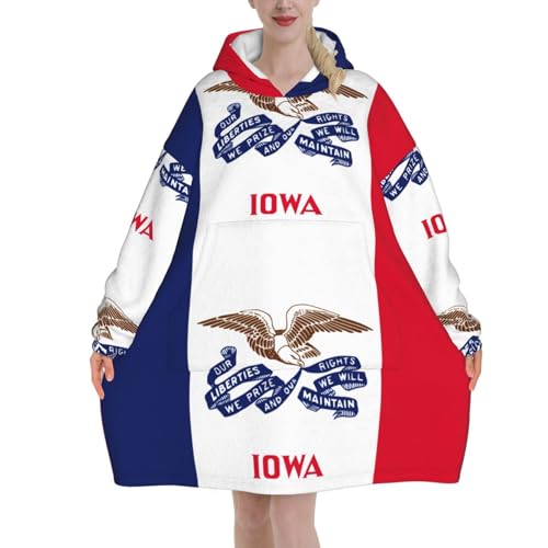 Couverture à capuche Iowa EdWal en flanelle adulte plaid paresseux