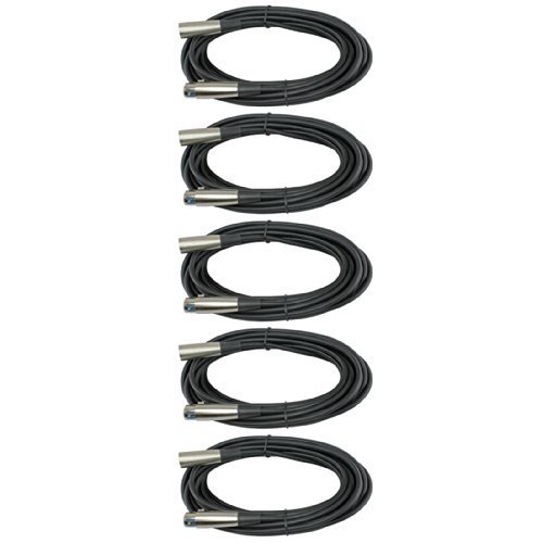 5 Pack LOT Balanced 25 ft Foot 3pin XLR mic Microphone Cables Cords