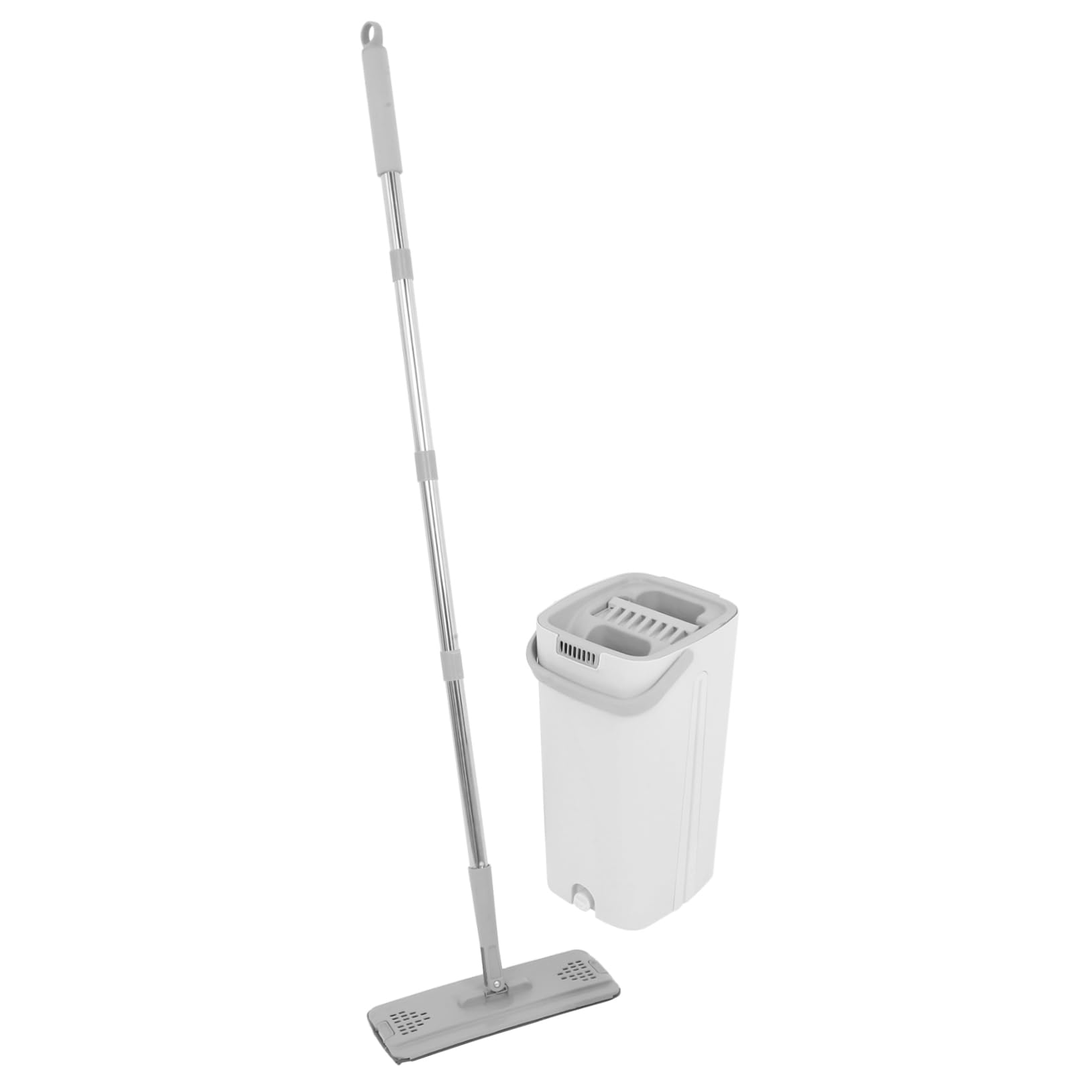 Wischmopp Set mit Eimer und Auswringer Flachmopp für Nass und Trockensaugen Waschbarer Wischmopp mit Mikrofaser-Pads für Wand und Fensterreinigung