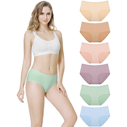 TUUHAW Culotte Femme Coton Taille Midi Confortable Slip Coton Lot de 6 Multicolore-2-M