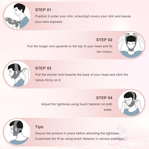 Chin Strap for Sleeping, Chin Strap for Snoring, Adjustable Anti Snoring Device for Men and Women, V Line Lifting Mask, Band for Firming Jawline Breathable and Reusable, Pink - Image 5