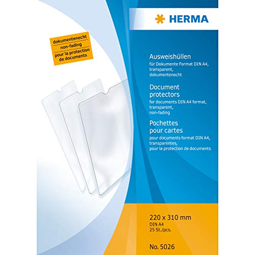 HERMA 5026 ID Card Holder Transparent Pack of 25 for Protection for Documents in DIN A4 Format - Image 3