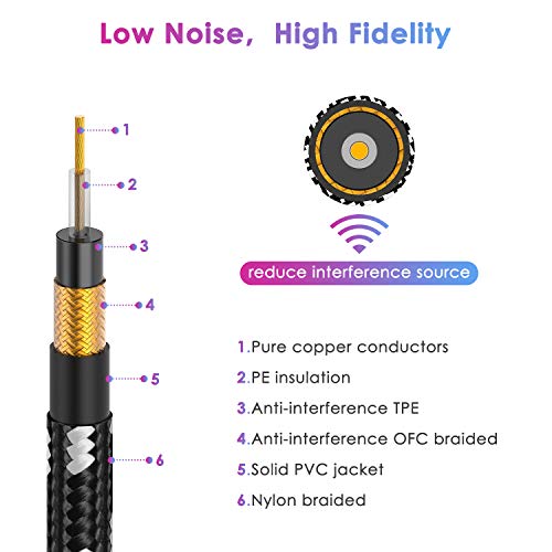 Image of 10FT 2 Pack Instrument Cable - Electric Guitar & Bass Guitar Cable with Right Angle 1 /4 Inch Connector - Black & White