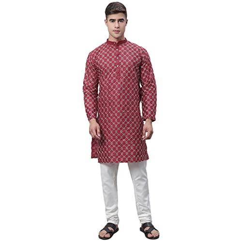 Image of SOJANYA (Since 1958 Men's Silk Blend Kurta Pyjama Set | Multi Embroidered Traditional Ethnic Wear for Navratri, Garba, Puja & Wedding