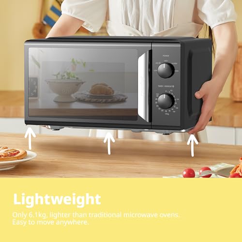COMFEE' 19L 700W Black and Mirror Mini Microwave Oven, Compact Design, InverTech and Quick Defrost Function, 5 Cooking Power Levels with Kitchen Manual Timer - Mirror Design CMO-MP012ND(MB) - Image 3