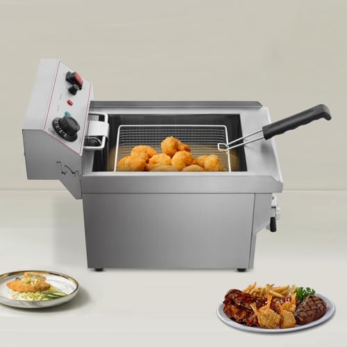 Huile Friteuse Electrique, Deep Fryer, Friteuse, Friteuse, Friteuse Acier Inoxydable 3000W 8L avec Panier, Contrôle de la Température 60-200℃, pour Friture de Frites Poulet Ailes Légumes – Image 6