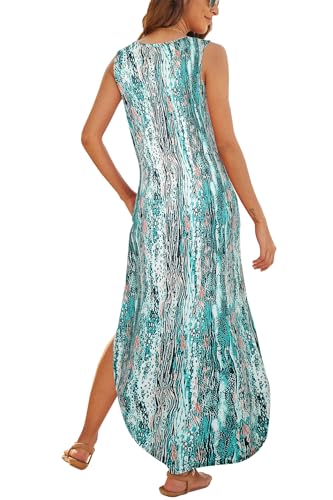 Image of Hount Women's Casual Summer Sleeveless Dress Loose Split Maxi Dresses with Pockets