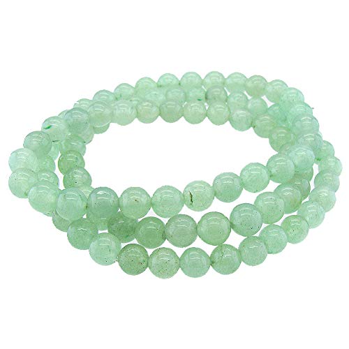 Gem Stone King 6mm Stunning Round Stackable Green Aventurine Bead Stretchy Bracelet/Necklace