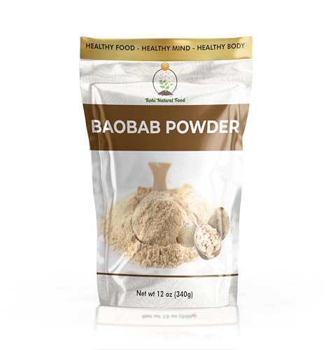 Rohi Natural Food Organic Baobab Fruit Powder, 12 oz, Gluten Free, Non GMO