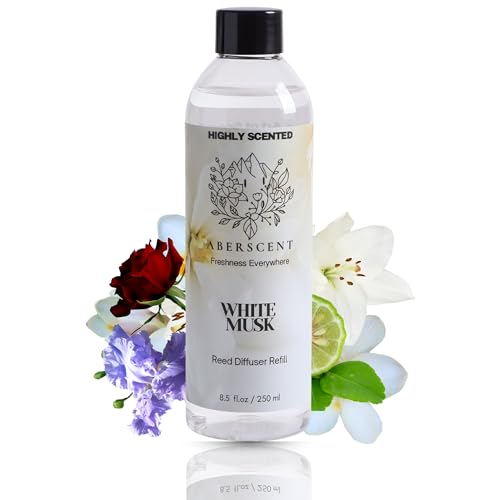 Aceite difusor de varillas de almizcle blanco fragancia líquida para ambientador de hogar de 8.5 oz
