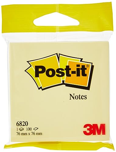 Post-it 6820 Notas adhesivas, 76x76mm, 100 hojas/bloc. Color Canary Yellow. 1 bloc